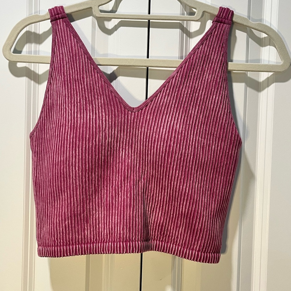 90 Degree By Reflex Magenta Ribbed Crop Top
